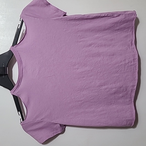 JUSTICE Lavender Purple Crop Tee Shirt Cold Shoulder Short Sleeve - Size 12 - Picture 6 of 10